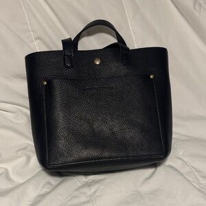 Portland Leather Goods Pebbled Black Leather mini crossbody tote